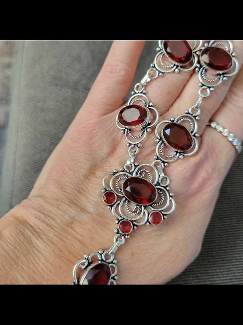 Vintage-Inspired Garnet Red Gemstone Sterling Necklace